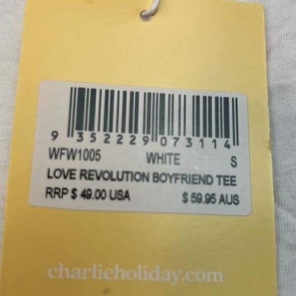 Charlie Holiday Anthropologie Love Revolution boyfriend Tee size 4 NWT - Picture 11 of 14